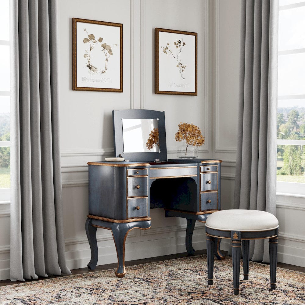 Butler Specialty Company - Charlotte 40 in. W Rectangular Wood Vanity/Valet Desk w Storage Drawers and Mirror, Pastel Blue - 735483 view 5