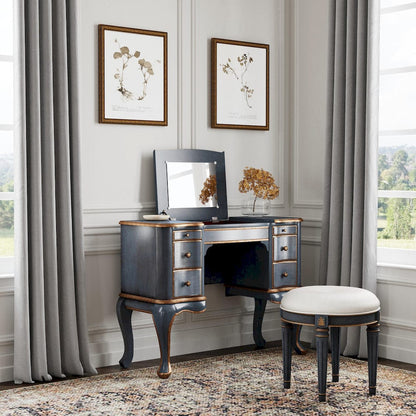 Butler Specialty Company - Charlotte 40 in. W Rectangular Wood Vanity/Valet Desk w Storage Drawers and Mirror, Pastel Blue - 735483 view 5