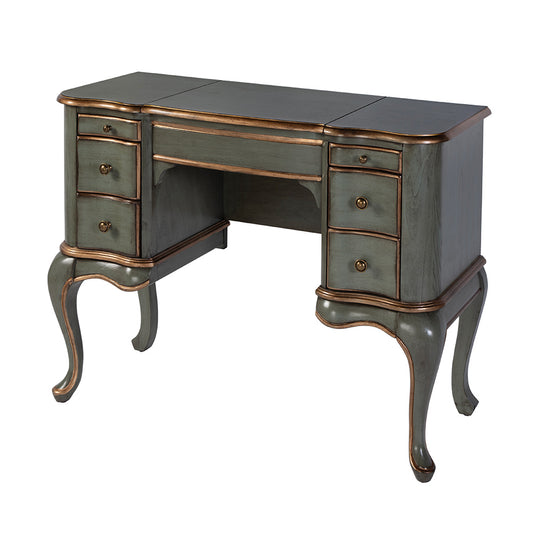 Butler Specialty Company - Charlotte 40 in. W Rectangular Wood Vanity/Valet Desk w Storage Drawers and Mirror, Pastel Green - 735482 View 1