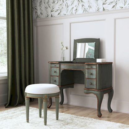 Butler Specialty Company - Charlotte 40 in. W Rectangular Wood Vanity/Valet Desk w Storage Drawers and Mirror, Pastel Green - 735482 view 5
