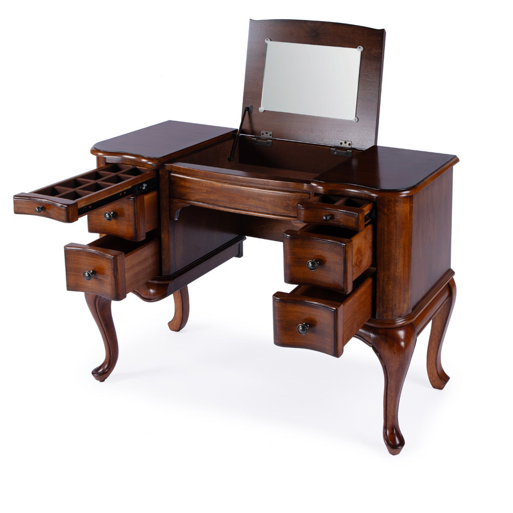 Butler Specialty Company - Heritage - Charlotte 40 in. W Rectangular Wood 6 Drawer Vanity Desk, Antique Cherry - 735011