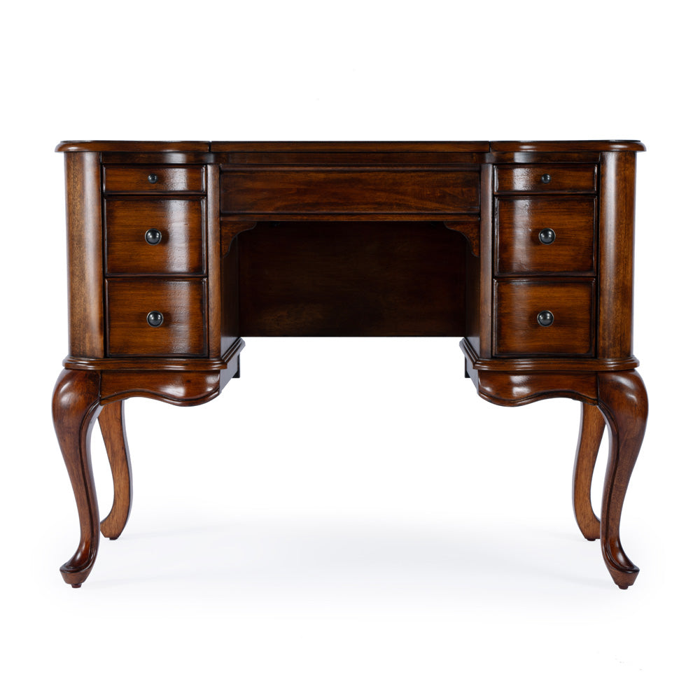 Butler Specialty Company - Heritage - Charlotte 40 in. W Rectangular Wood 6 Drawer Vanity Desk, Antique Cherry - 735011