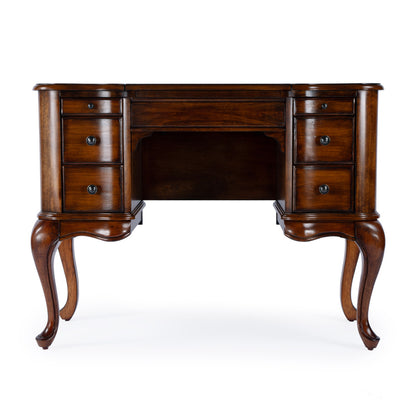 Butler Specialty Company - Heritage - Charlotte 40 in. W Rectangular Wood 6 Drawer Vanity Desk, Antique Cherry - 735011