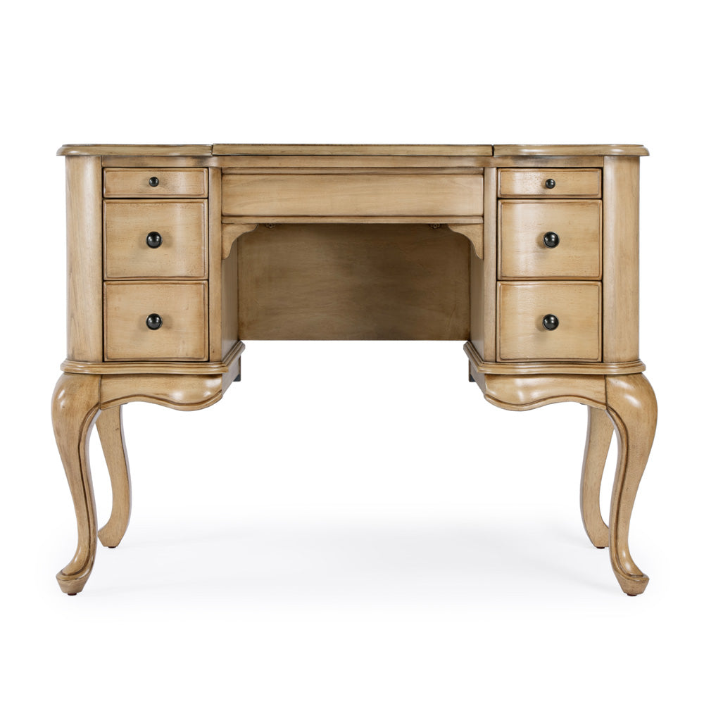 Butler Specialty Company - Heritage - Charlotte 40 in. W Rectangular Wood 6 Drawer Vanity Desk, Beige - 735424