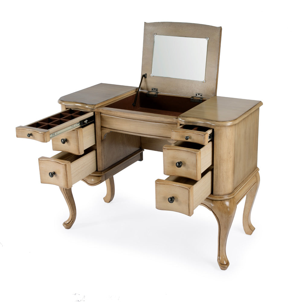 Butler Specialty Company - Heritage - Charlotte 40 in. W Rectangular Wood 6 Drawer Vanity Desk, Beige - 735424