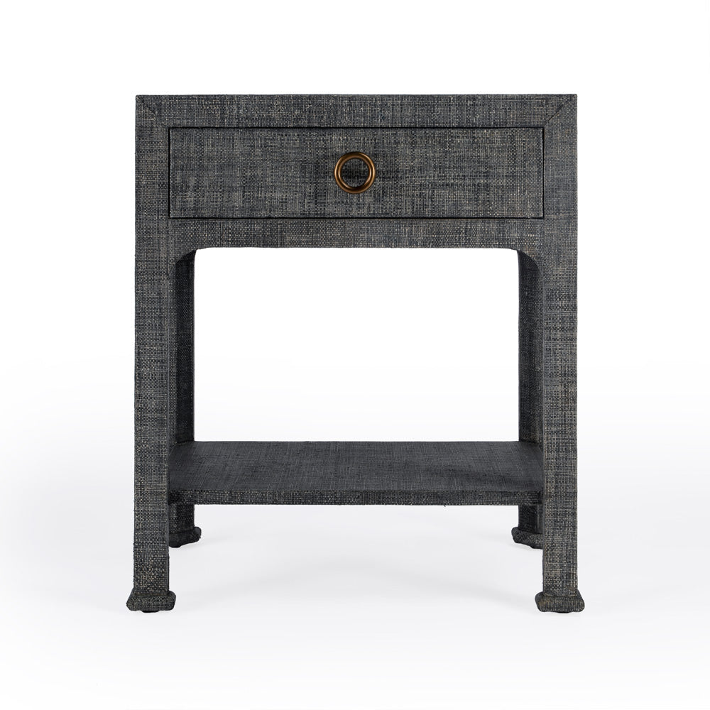 Butler Specialty Company - Chatham 24 in. W Raffia 1 Drawer Nightstand with Lower Shelf, Charcoal - 9147420