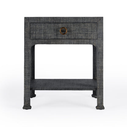Butler Specialty Company - Chatham 24 in. W Raffia 1 Drawer Nightstand with Lower Shelf, Charcoal - 9147420