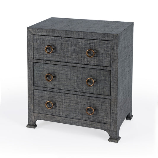 Butler Specialty Company - Chatham 25 in. W Rectangular Raffia 3 Drawer Accent Storage Chest, Charcoal - 9130420_CLOSEOUT