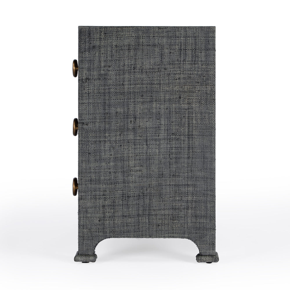 Butler Specialty Company - Chatham 25 in. W Rectangular Raffia 3 Drawer Accent Storage Chest, Charcoal - 9130420_CLOSEOUT