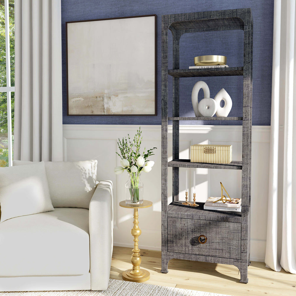Butler Specialty Company - Chatham 26 in. W Raffia 1 Drawer 3 Shelf Etagere Bookcase, Charcoal - 9745420_CLOSEOUT