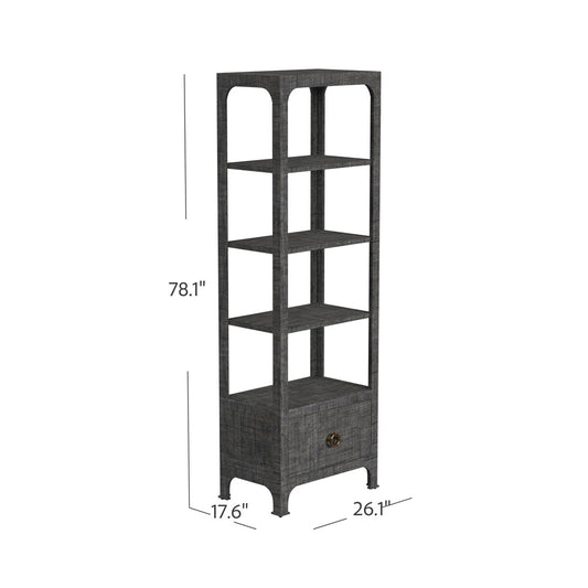 Butler Specialty Company - Chatham 26 in. W Raffia 1 Drawer 3 Shelf Etagere Bookcase, Charcoal - 9745420_CLOSEOUT