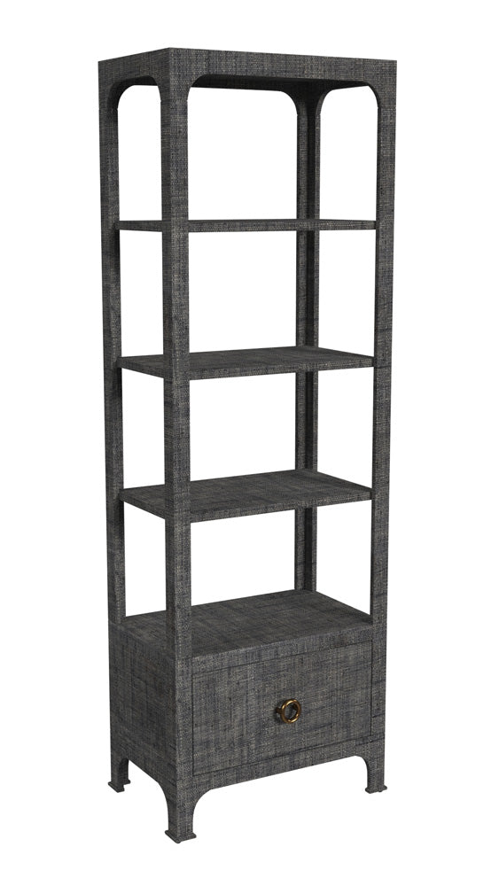 Butler Specialty Company - Chatham 26 in. W Raffia 1 Drawer 3 Shelf Etagere Bookcase, Charcoal - 9745420_CLOSEOUT