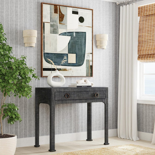 Butler Specialty Company - Chatham 34 in. W Rectangular Raffia 1 Drawer Console Table, Charcoal - 9146420 view 1