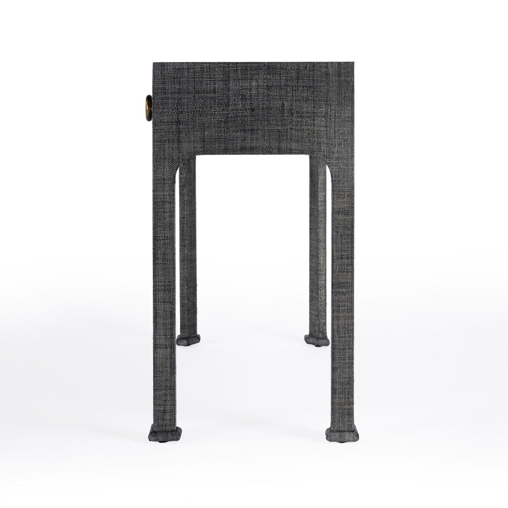 Butler Specialty Company - Chatham 34 in. W Rectangular Raffia 1 Drawer Console Table, Charcoal - 9146420