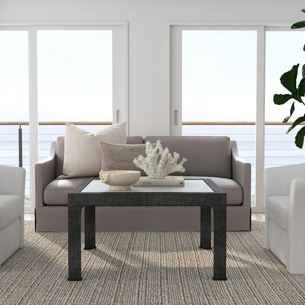 Butler Specialty Company - Chatham 36 in. W Square Glass & Raffia Coffee Table, Charcoal - 9153420_CLOSEOUT view 6