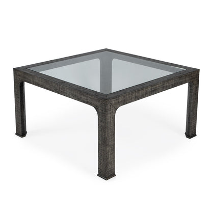 Butler Specialty Company - Chatham 36 in. W Square Glass & Raffia Coffee Table, Charcoal - 9153420_CLOSEOUT