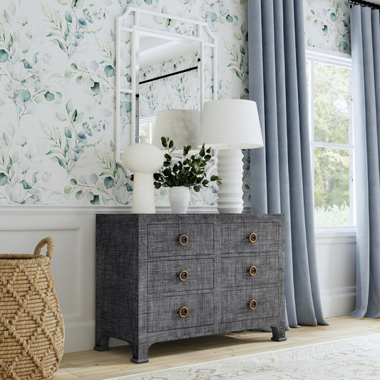 Butler Specialty Company - Chatham 44 in. W Raffia 6 Drawer Dresser, Charcoal - 9149420