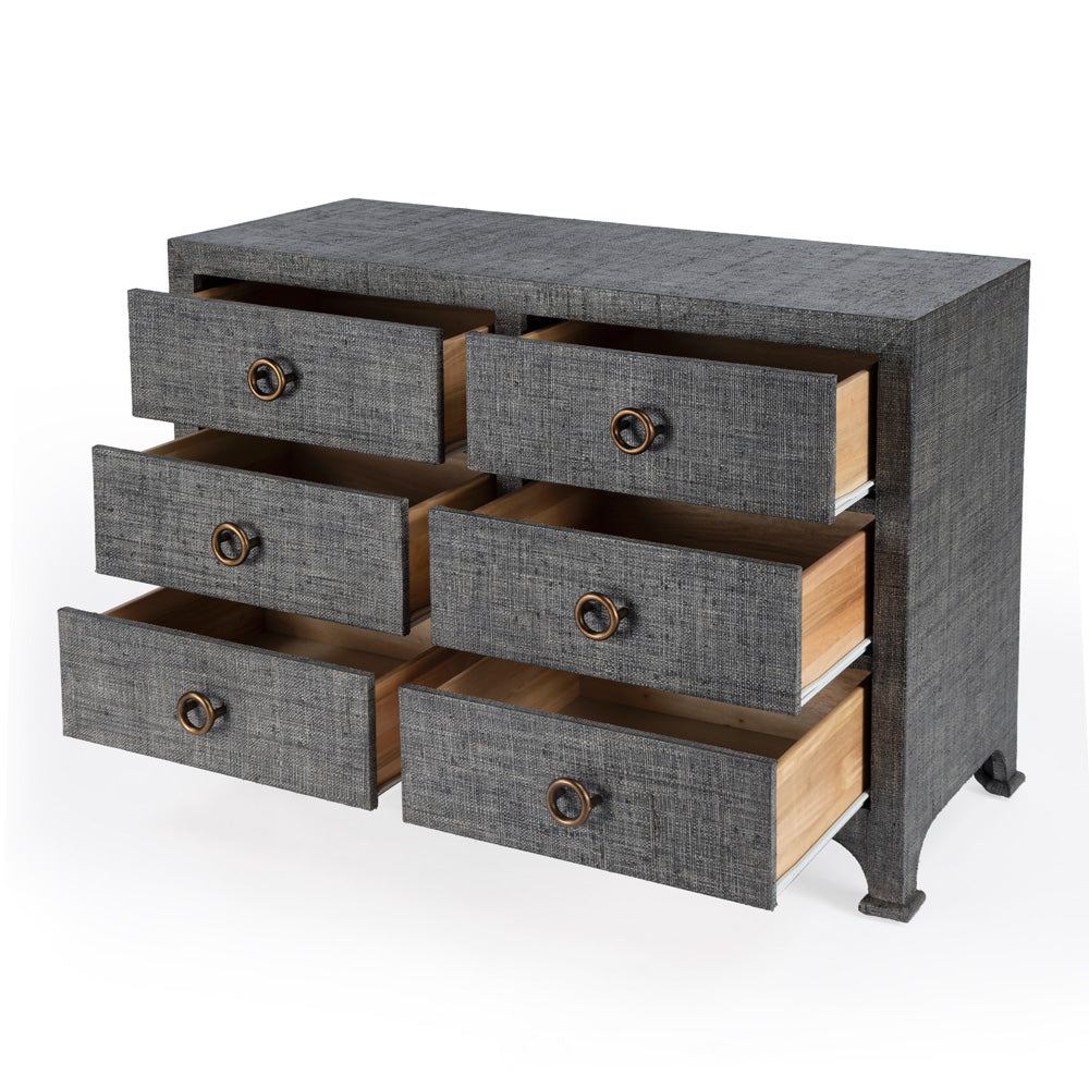 Butler Specialty Company - Chatham 44 in. W Raffia 6 Drawer Dresser, Charcoal - 9149420