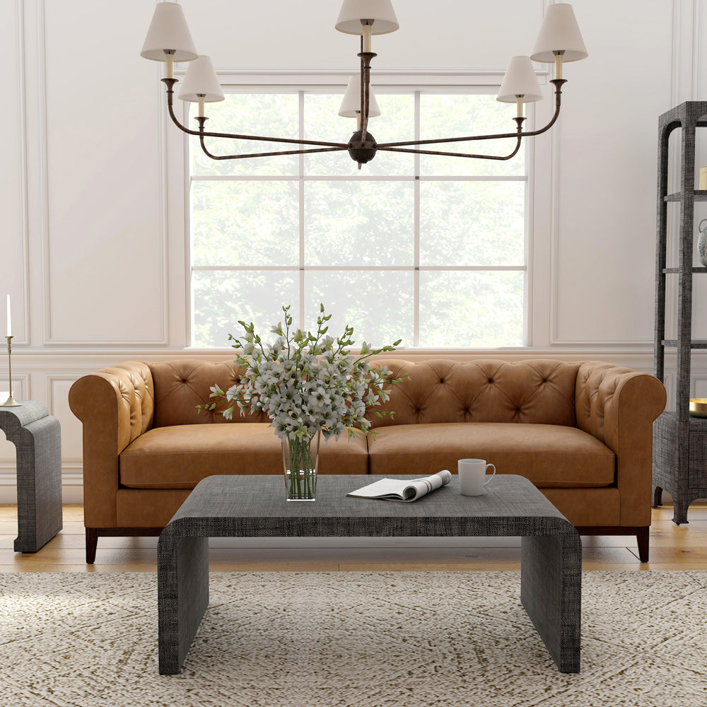 Butler Specialty Company - Chatham 48 in. W Rectangular Raffia Waterfall Coffee Table, Charcoal - 9744420