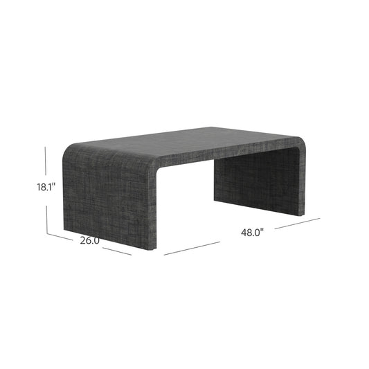 Butler Specialty Company - Chatham 48 in. W Rectangular Raffia Waterfall Coffee Table, Charcoal - 9744420