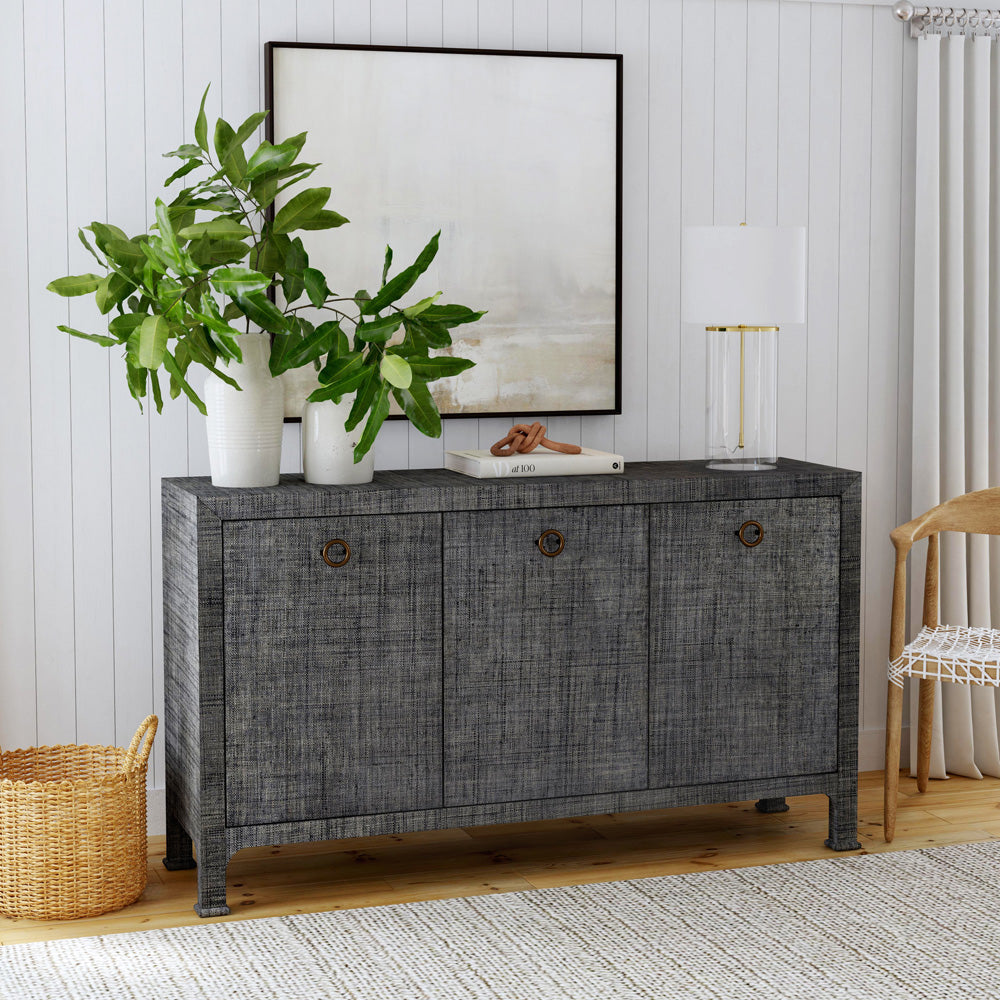 Butler Specialty Company - Chatham 60 in. W Raffia 3 Drawer Sideboard, Charcoal - 9170420