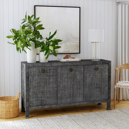 Butler Specialty Company - Chatham 60 in. W Raffia 3 Drawer Sideboard, Charcoal - 9170420