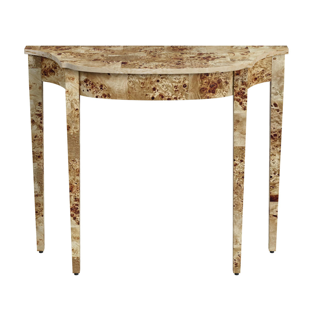 Butler Specialty Company - Chester 36 in. W Demilune Traditional Burl Wood Console Table, Light Brown - 4116443