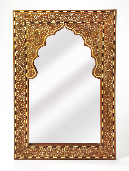 Butler Specialty Company - Chevrier Wood & Bone Inlay Wall Mirrored, Medium Brown - 3886338