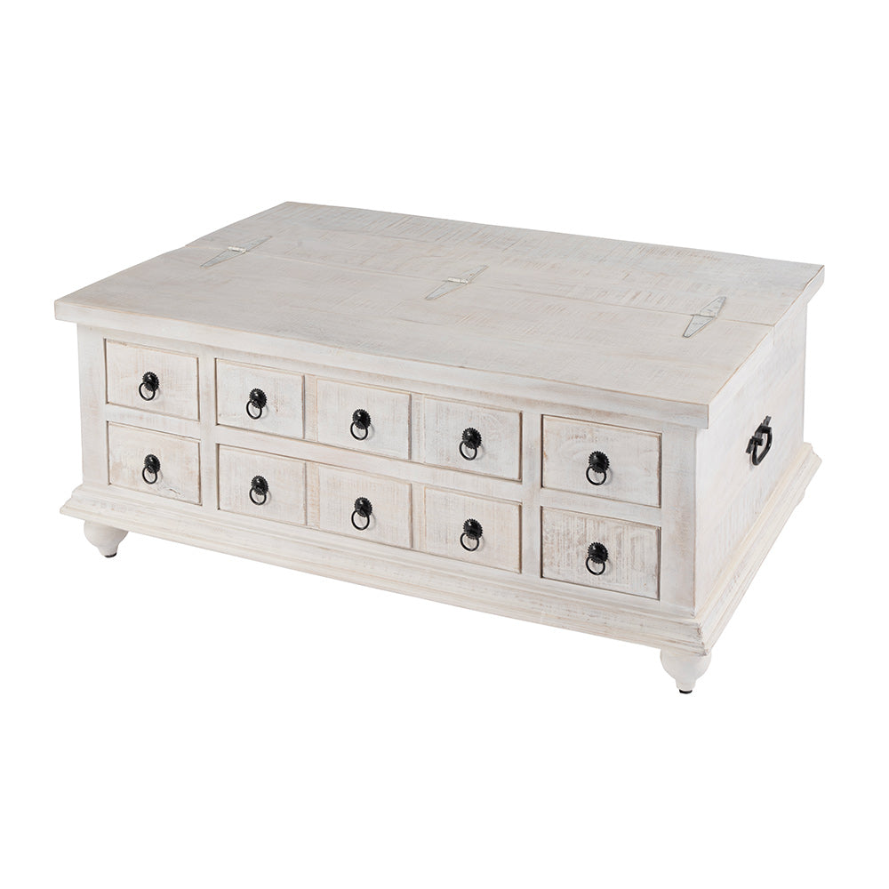 Butler Specialty Company - Chipping 47 in. W Rectangular Solid Wood 6 Drawer Trunk Coffee Table, White - 5862329 View 1