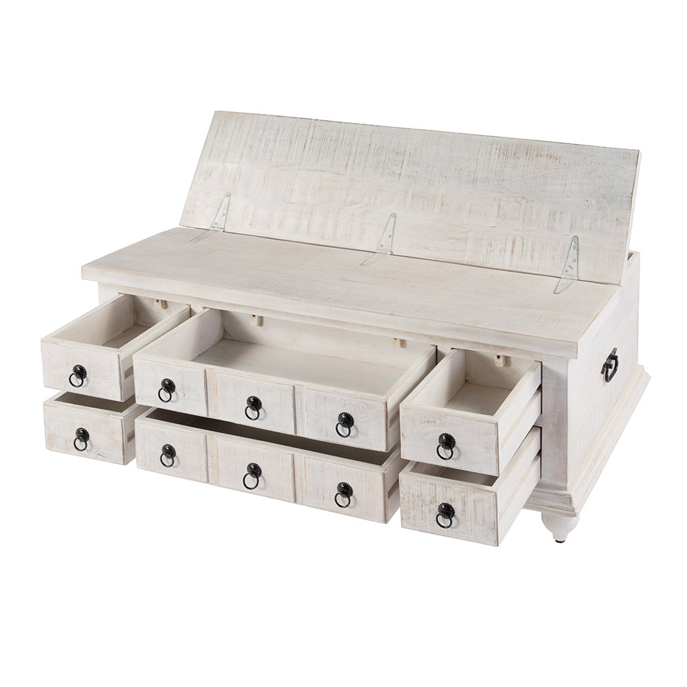 Butler Specialty Company - Chipping 47 in. W Rectangular Solid Wood 6 Drawer Trunk Coffee Table, White - 5862329 View 2