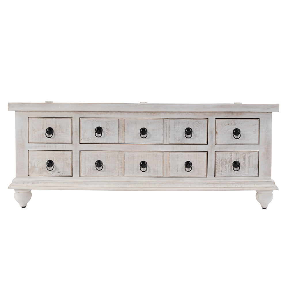 Butler Specialty Company - Chipping 47 in. W Rectangular Solid Wood 6 Drawer Trunk Coffee Table, White - 5862329 View 3