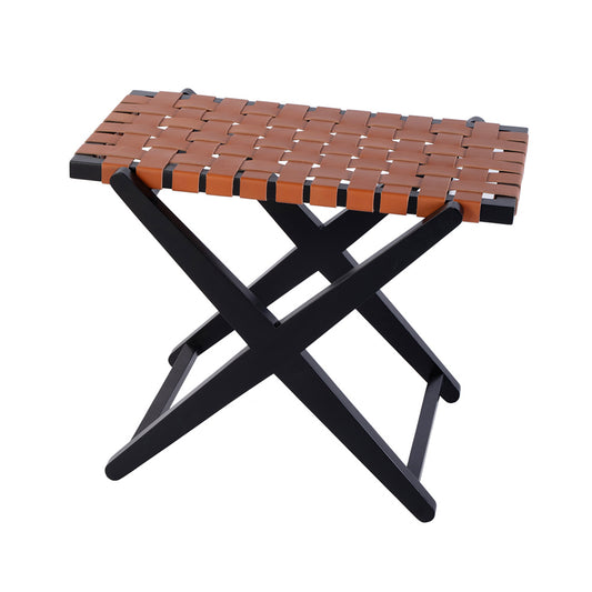 Butler Specialty Company - Cipriani 24 in. W Rectangular Leather & Wood Luggage Rack, Orange, Black - 1186294 View 1