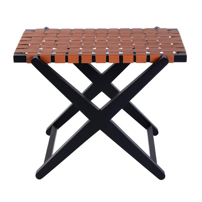 Butler Specialty Company - Cipriani 24 in. W Rectangular Leather & Wood Luggage Rack, Orange, Black - 1186294 View 2