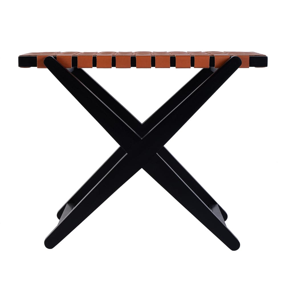 Butler Specialty Company - Cipriani 24 in. W Rectangular Leather & Wood Luggage Rack, Orange, Black - 1186294 View 3