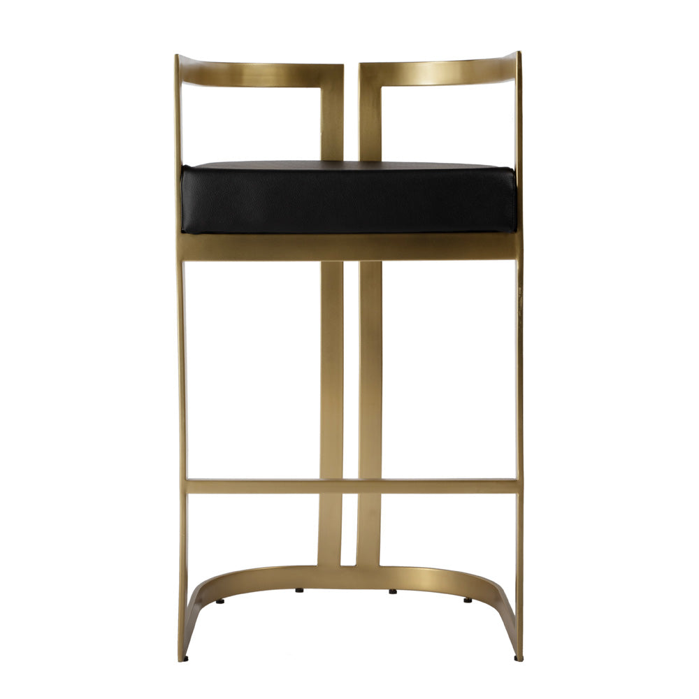 Butler Specialty Company - Clarence 28.5 in. Seat Height Faux Leather & Metal Bar Height Stool, Black - 5782034