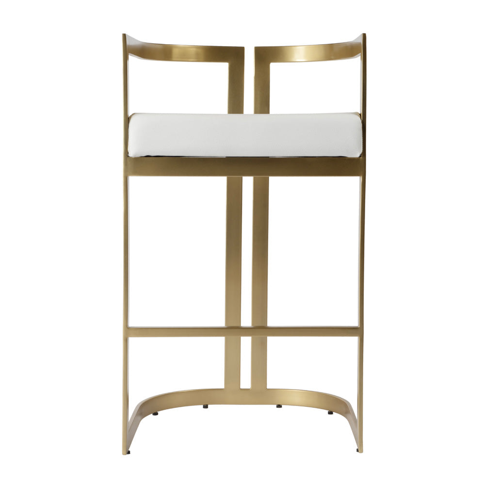 Butler Specialty Company - Clarence 28.5 in. Seat Height Faux Leather & Metal Bar Height Stool, White - 5782402