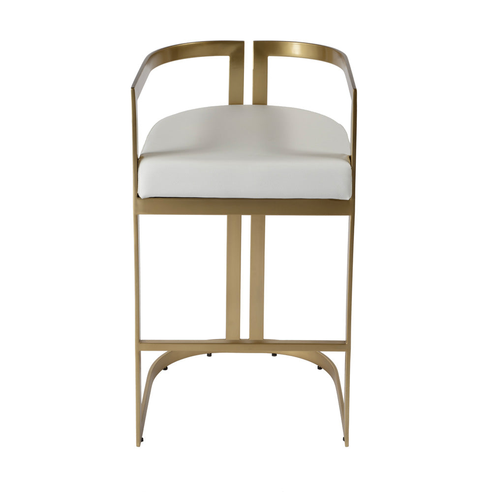 Butler Specialty Company - Clarence 28.5 in. Seat Height Faux Leather & Metal Bar Height Stool, White - 5782402