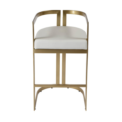 Butler Specialty Company - Clarence 28.5 in. Seat Height Faux Leather & Metal Bar Height Stool, White - 5782402
