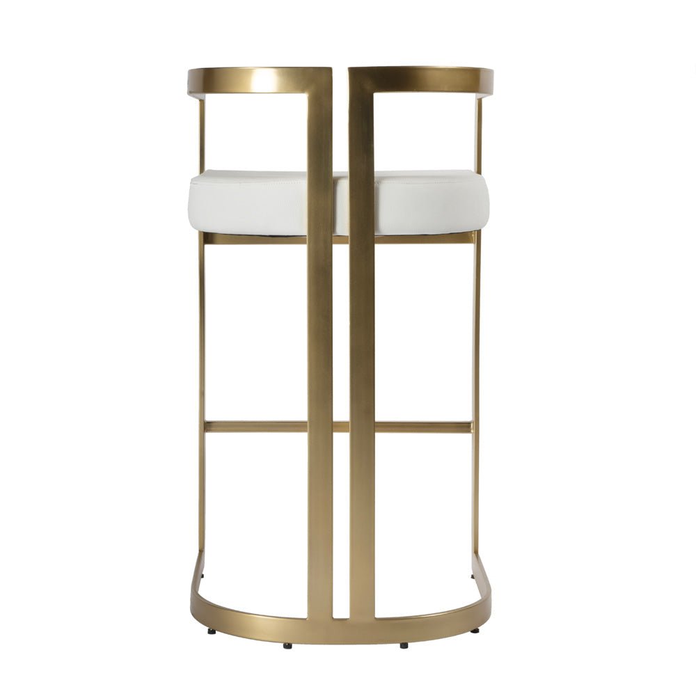 Butler Specialty Company - Clarence 28.5 in. Seat Height Faux Leather & Metal Bar Height Stool, White - 5782402