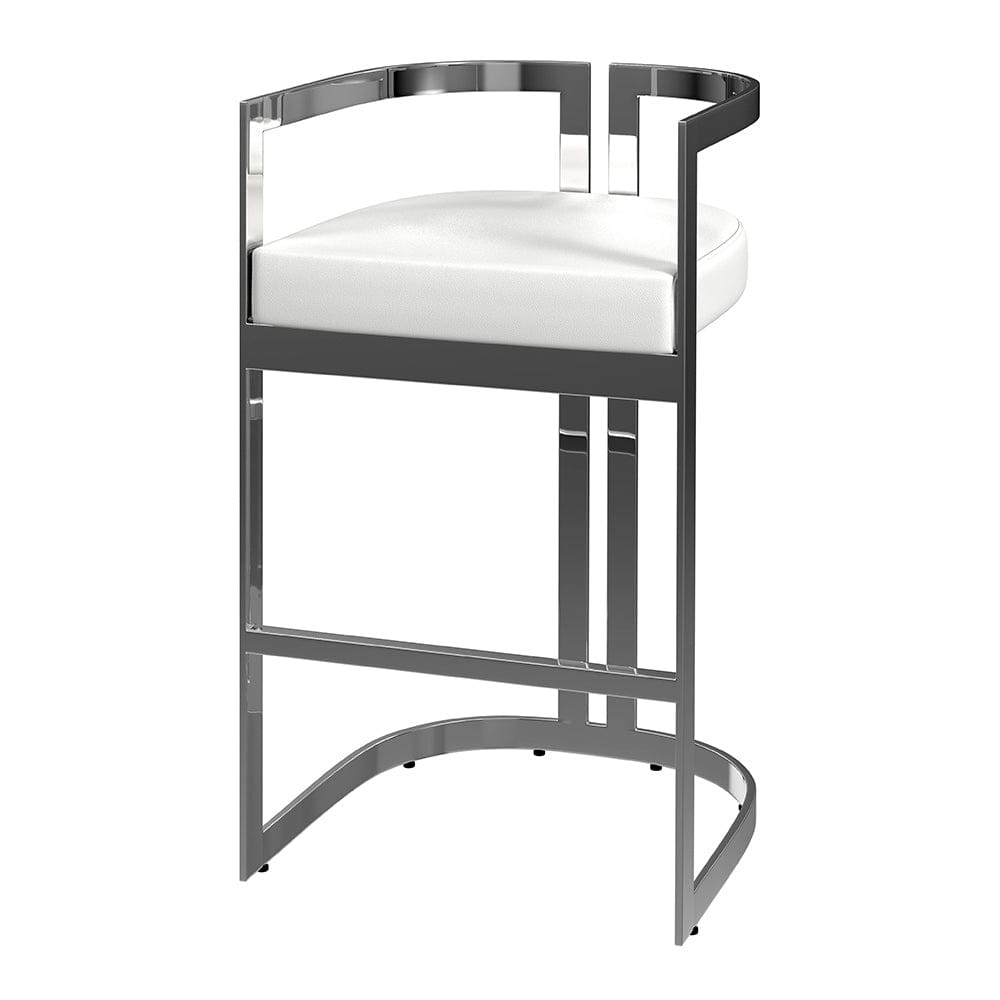 Butler Specialty Company - Clarence 28 in. Seat Height Faux Leather Low Back Barstool, White - 5782220 View 1