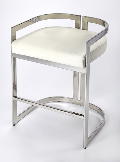 Butler Specialty Company - Clarence Faux Leather 25" Counter Stool, Silver - 5377220