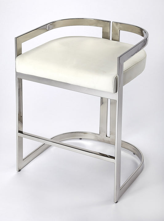 Butler Specialty Company - Clarence Faux Leather 25" Counter Stool, Silver - 5377220