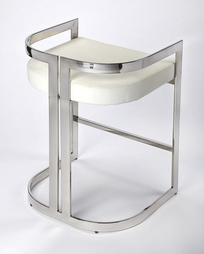Butler Specialty Company - Clarence Faux Leather 25" Counter Stool, Silver - 5377220