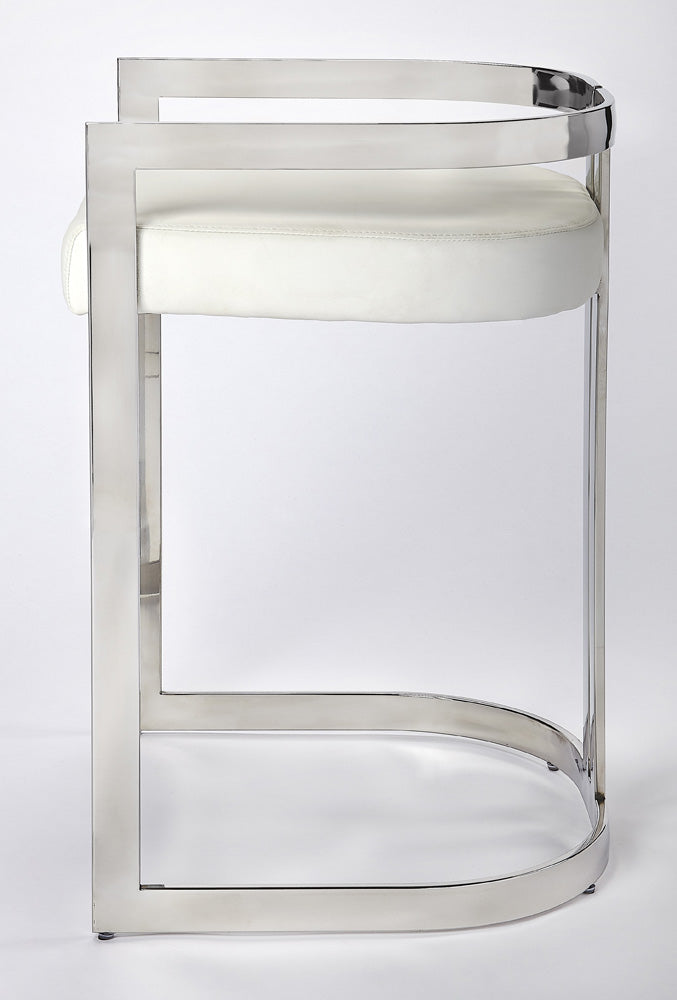 Butler Specialty Company - Clarence Faux Leather 25" Counter Stool, Silver - 5377220