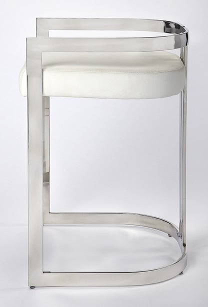 Butler Specialty Company - Clarence Faux Leather 25" Counter Stool, Silver - 5377220