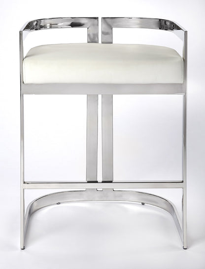 Butler Specialty Company - Clarence Faux Leather 25" Counter Stool, Silver - 5377220