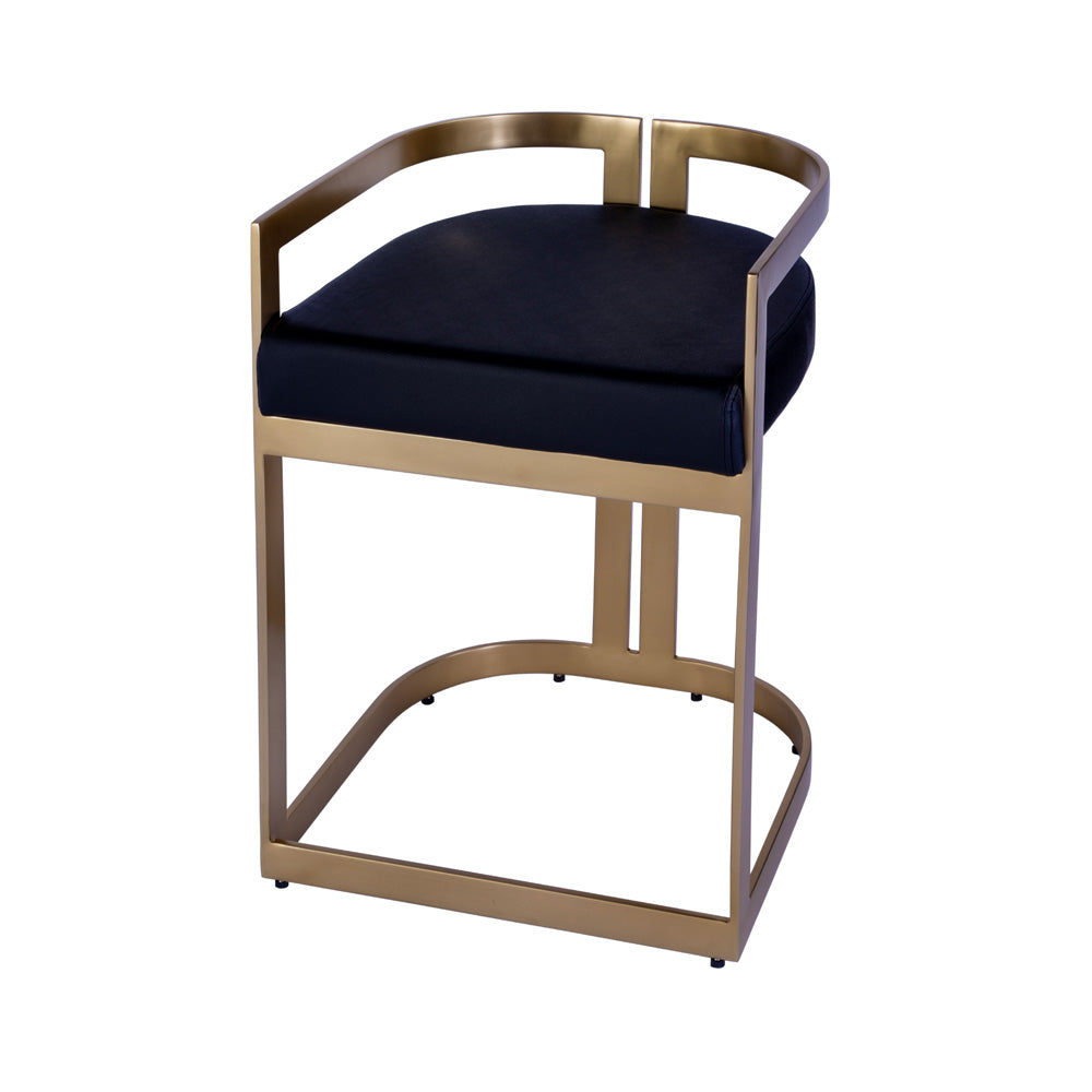 Butler Specialty Company - Clarence 22 in. Seat Height Faux Leather & Metal Low Back Dining Height Stool, Black - 5783034