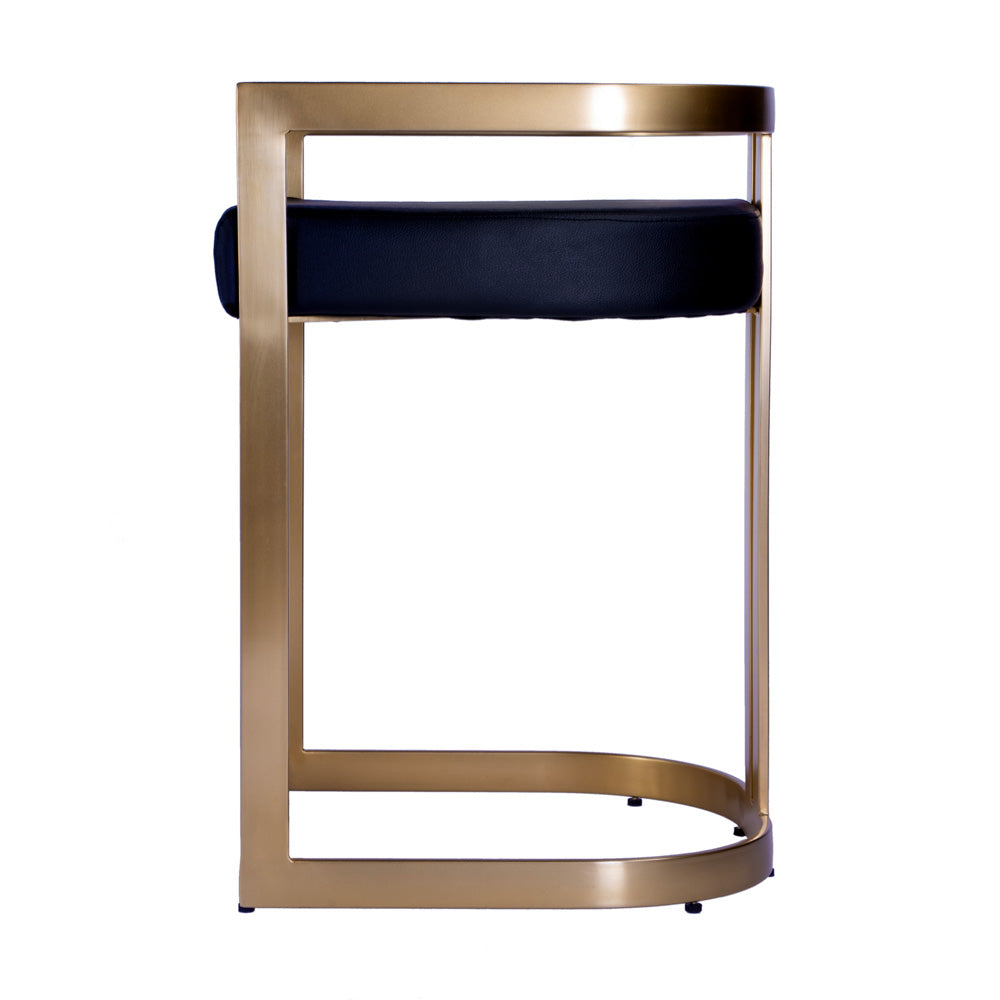 Butler Specialty Company - Clarence 22 in. Seat Height Faux Leather & Metal Low Back Dining Height Stool, Black - 5783034
