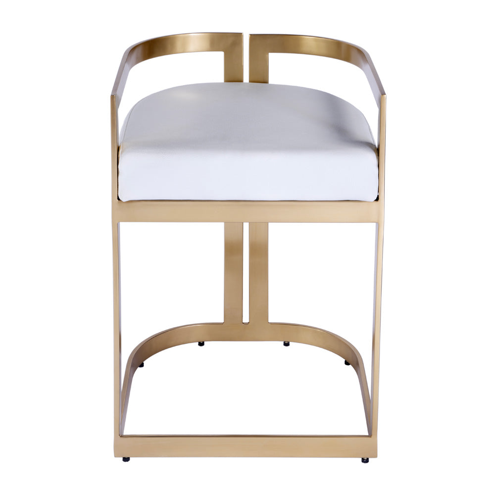 Butler Specialty Company - Clarence 22 in. Seat Height Faux Leather & Metal Low Back Dining Height Stool, White - 5783402