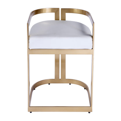 Butler Specialty Company - Clarence 22 in. Seat Height Faux Leather & Metal Low Back Dining Height Stool, White - 5783402